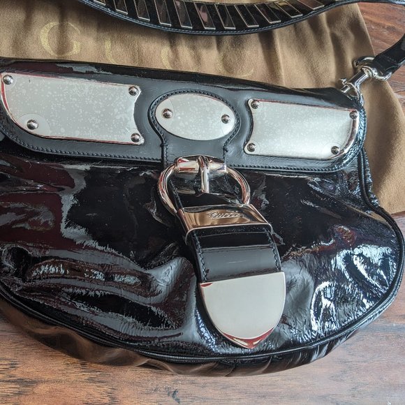 Gucci 2007 Romy Black Patent and Chrome Medium Handbag - Picture 3 of 16